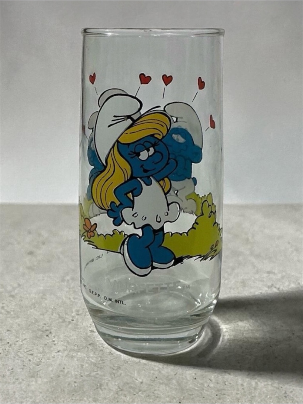 Vintage 1982 Hardees Smurfette Glass by Peyo LIC. By Wallace Berrie & Co., Inc.